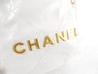 Chanel 22 White Glossed Leather Logo Mini Chain Bag