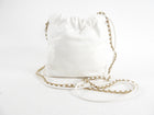 Chanel 22 White Glossed Leather Logo Mini Chain Bag