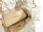 Chanel 22 White Glossed Leather Logo Mini Chain Bag