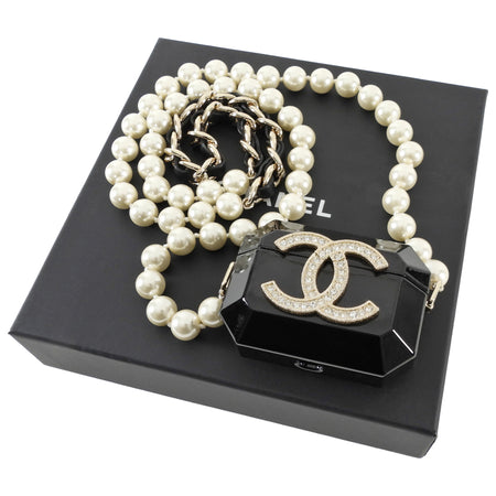 Chanel B21 Black Resin Crystal Pearl Airpods Pro Holder Bag