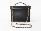 Chanel Vintage 1994 Black Quilted Leather Box Vanity Case Bag