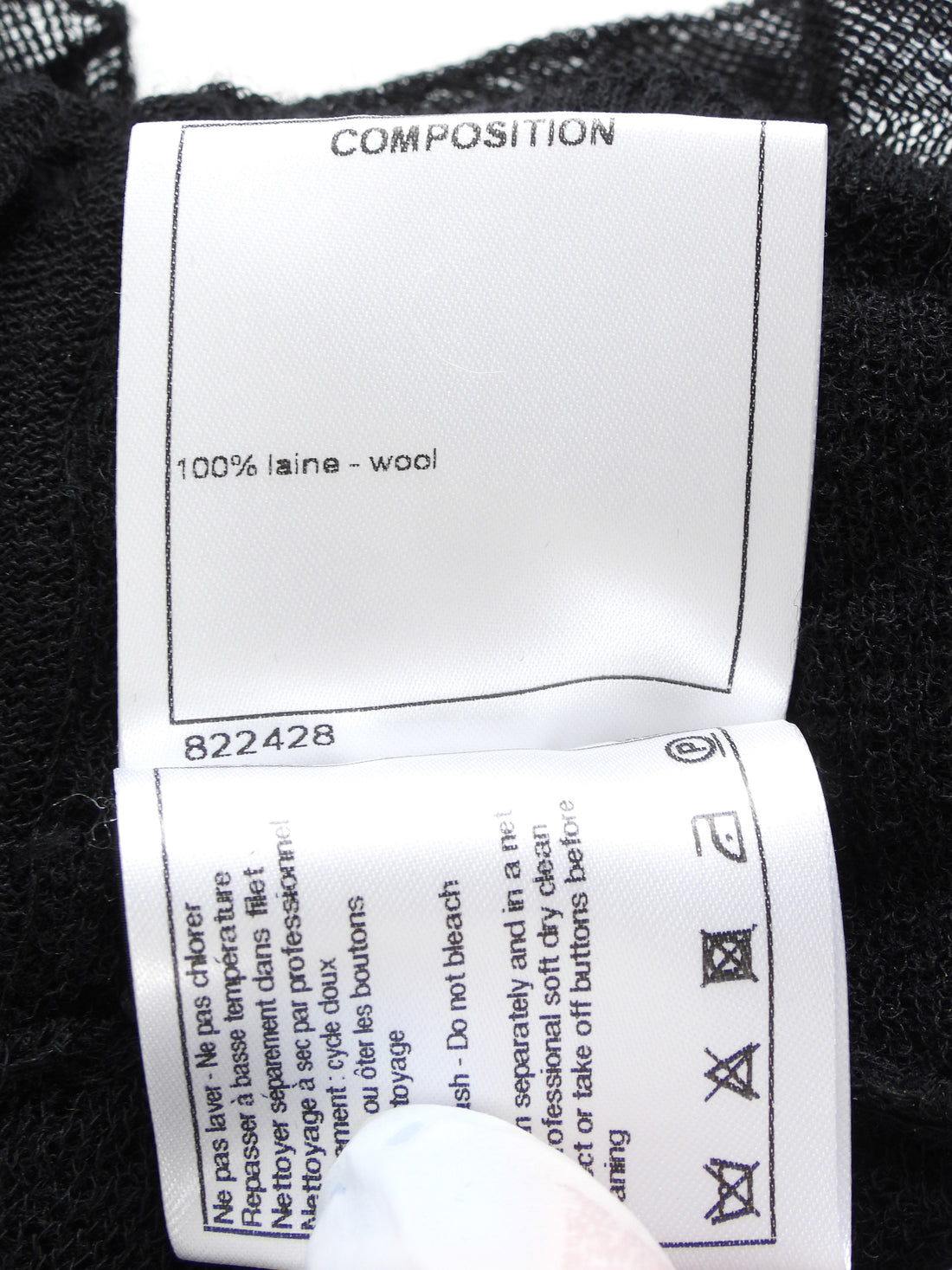Chanel Black Sheer Ruffle Knit Collar and Cuffs Top 38