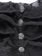 Chanel Black Sheer Ruffle Knit Collar and Cuffs Top 38