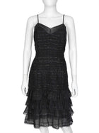 Chanel Black 04A Tweed Silk Ruffle Strappy Dress and Jacket Set 42
