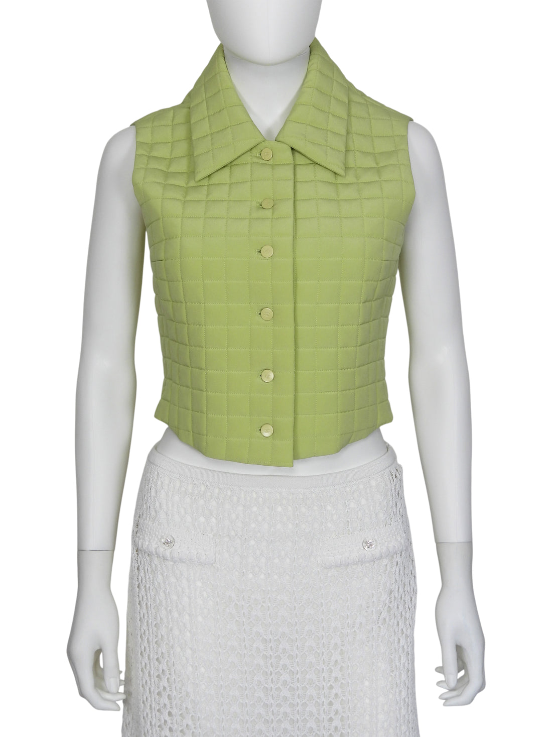 Chanel Green Chanel Vintage 00SS Chocolate Bar Padded Vest - 38