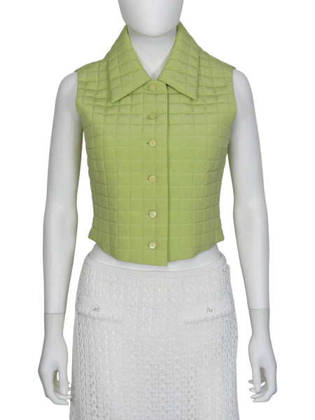 Chanel Green Chanel Vintage 00SS Chocolate Bar Padded Vest - 38