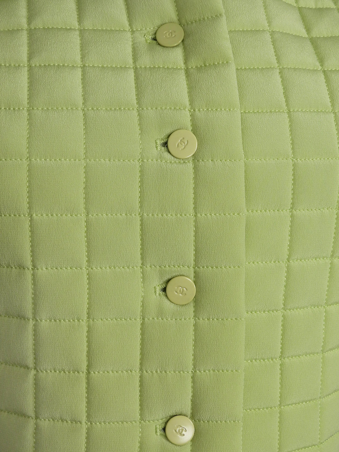 Chanel Green Chanel Vintage 00SS Chocolate Bar Padded Vest - 38