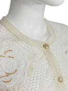 Chanel White 26C Camelia Crochet Cardigan with Crystal Buttons - 38