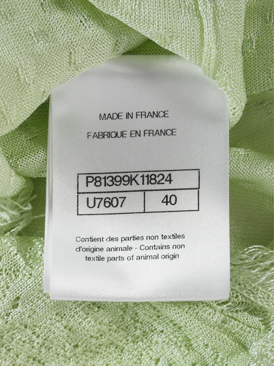Chanel Light Green 26P Fine Knit Fringe Cardigan Sweater - 40