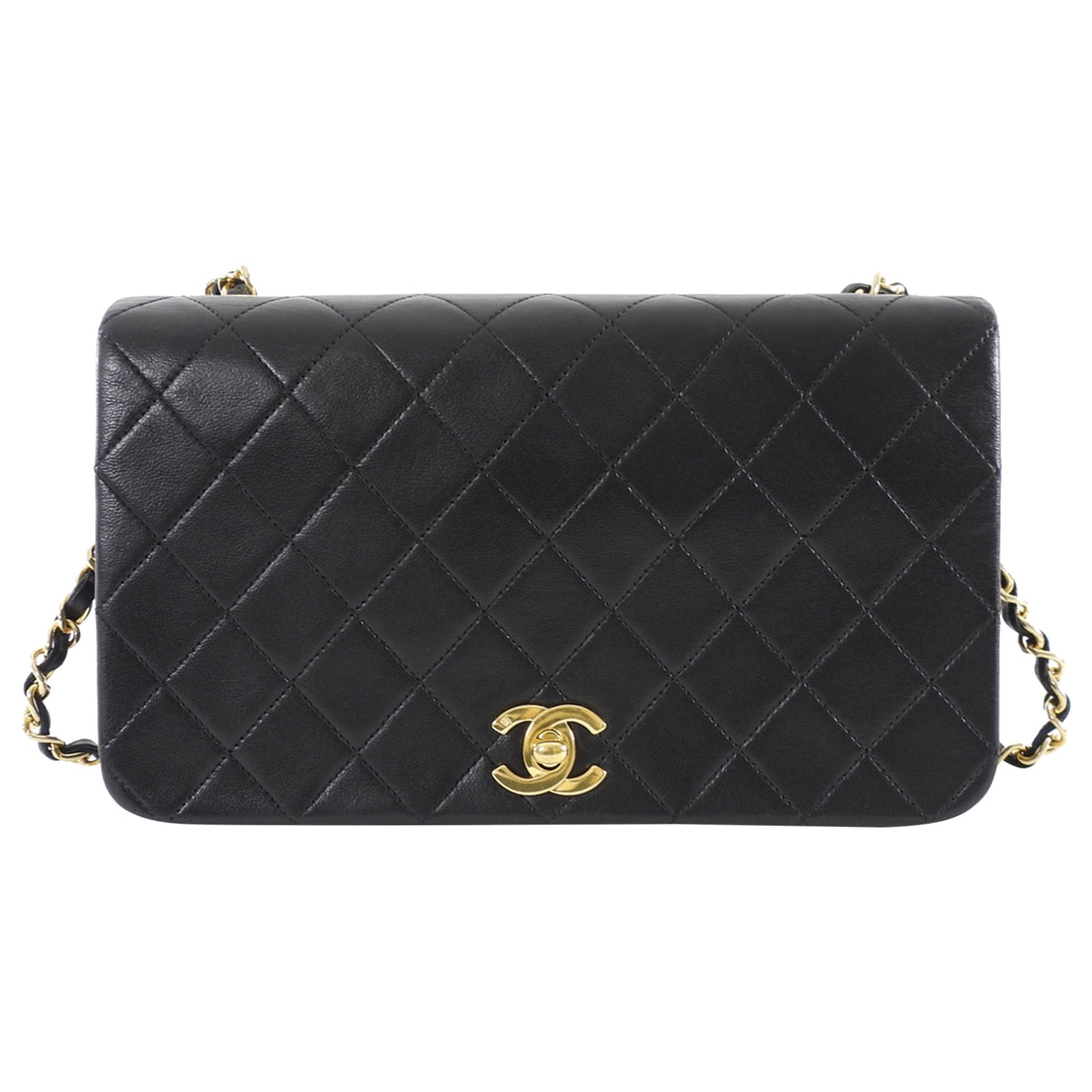 Chanel Black Vintage 1989 Quilted Leather Classic Full Flap Bag Small