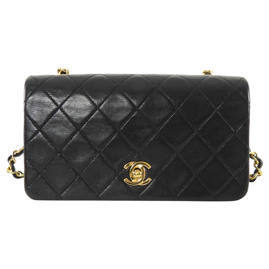 Chanel Black Vintage 1989-1991 Quilted Leather Mini Full Flap Bag Mini