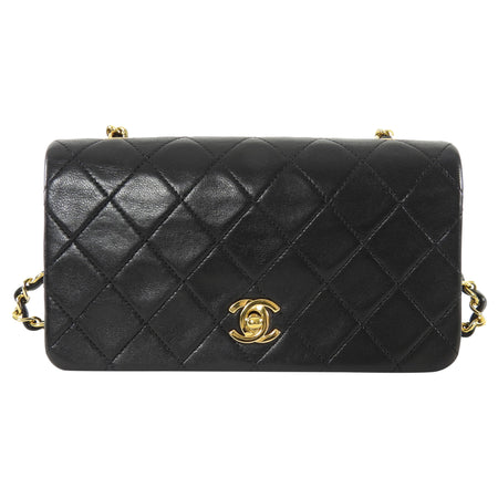 Chanel Black Vintage 1989-1991 Quilted Leather Mini Full Flap Bag Mini