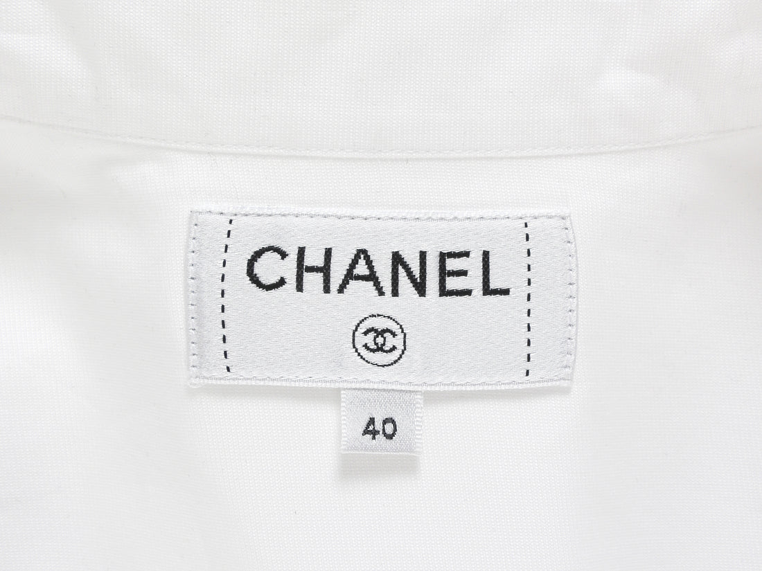 Chanel White 26P White Cotton Button Down Shirt - 40