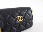 Chanel Black About Pearls Mini Card Holder on Strap