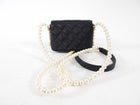 Chanel Black About Pearls Mini Card Holder on Strap