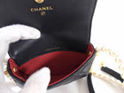 Chanel Black About Pearls Mini Card Holder on Strap