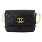 Chanel Black About Pearls Mini Card Holder on Strap