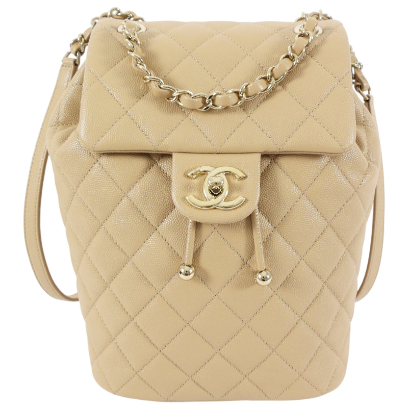 Chanel Beige Caviar Leather Urban Spirit Backpack GHW