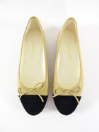 Chanel Beige and Black CC Cap Toe Suede Ballet Flats - 35C