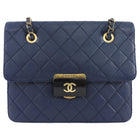 Chanel Navy Sheepskin Quilted Small Beauty Lock Chain Tote Bag