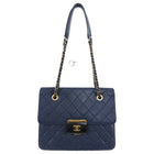 Chanel Navy Sheepskin Quilted Small Beauty Lock Chain Tote Bag