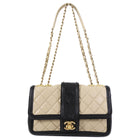 Chanel Black and Beige Medium Two Tone Elegant Flap Bag