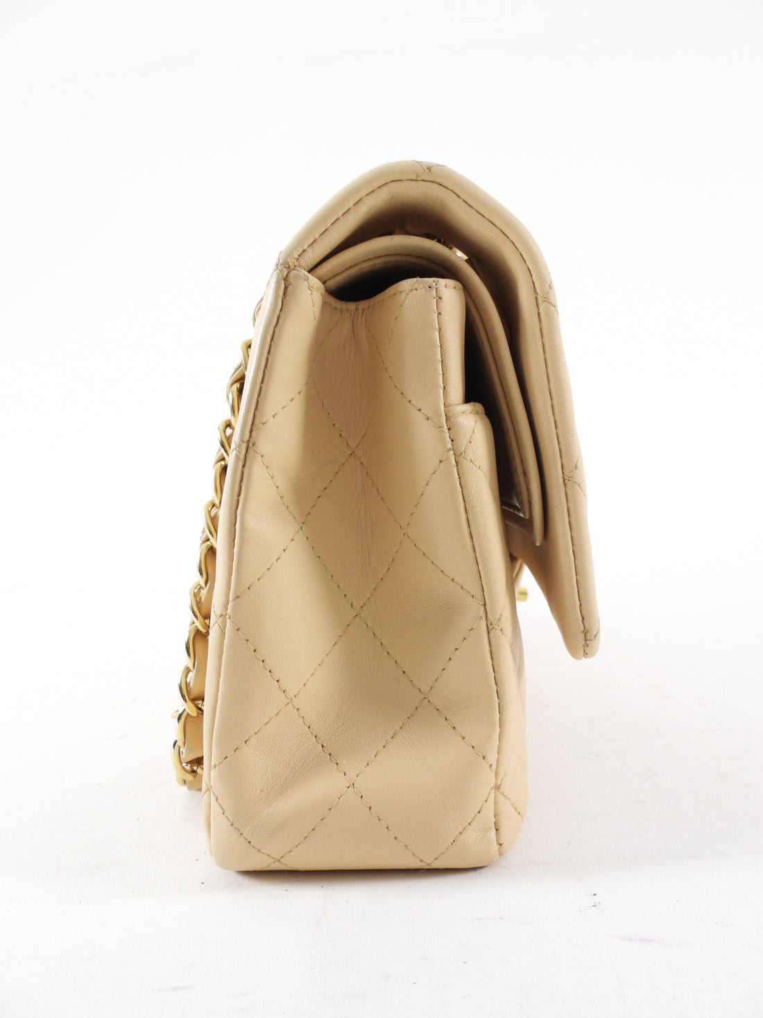 Chanel Beige Matte Lambskin Leather Medium Classic Double Flap Bag