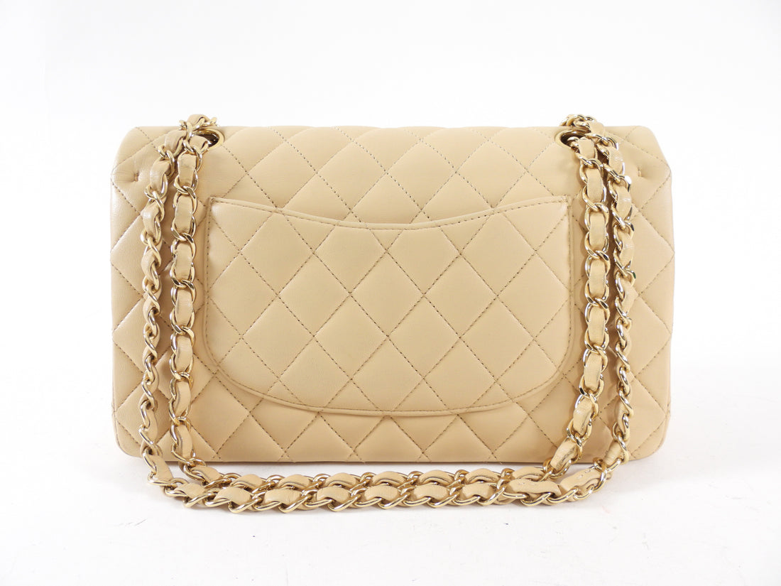 Chanel Beige Matte Lambskin Leather Medium Classic Double Flap Bag