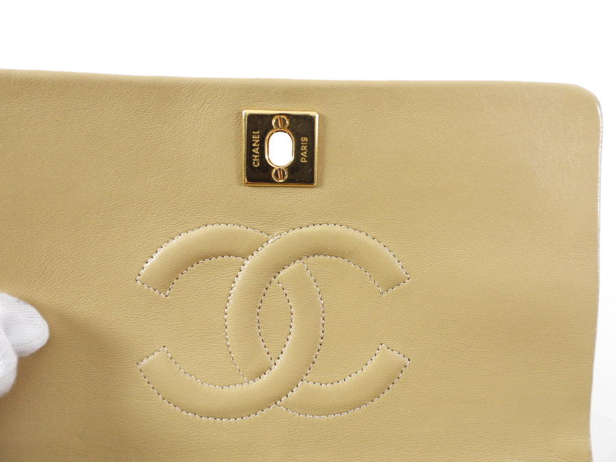 Chanel Vintage 1989-91 Beige Mini Quilted Classic Full Flap GHW