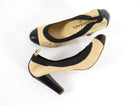 Chanel Beige and Black Cap Toe Elastic CC Pumps - 37 / 6.5