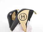 Chanel Beige and Black Cap Toe Elastic CC Pumps - 37 / 6.5