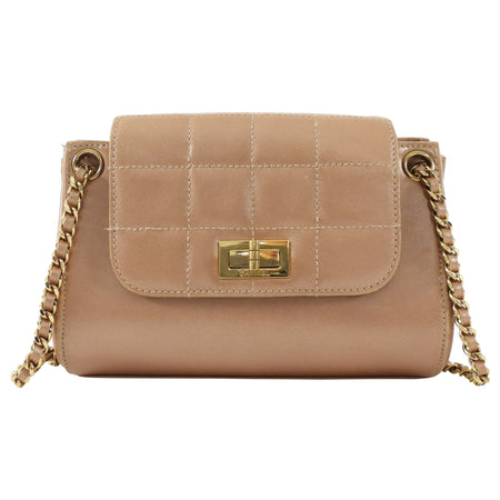 Chanel Vintage 2002 Metallic Pink Mini 2.55 Chocolate Bar Reissue Chain Flap Bag