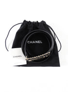 Chanel 18B Black Leather Chain Logo Spellout Buckle Belt - 80 / 32