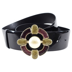 Chanel 07A Black Patent Gripoix Pearl Buckle Belt - 90/36  display picture 2