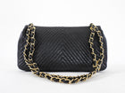 Chanel Surpique Chevron Black Quilted Leather Medium Flap Bag