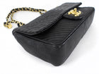Chanel Surpique Chevron Black Quilted Leather Medium Flap Bag