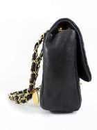 Chanel Surpique Chevron Black Quilted Leather Medium Flap Bag