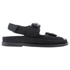 Chanel Black Canvas Quilted Crystal CC Dad Sandals - 37