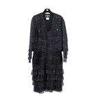 Chanel 04A Black Sheer Ruffle and Tweed Dress with Jacket 2pc Set - FR42 / 10
