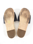 Chanel Black Leather CC Flat Espadrille Slides - 37 / 7