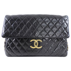 Chanel Vintage 1989 XXL CC Logo Quilted Chain Flap Clutch Bag