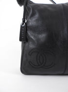Chanel Vintage 1997 Black Leather CC Small Hobo Shoulder Bag