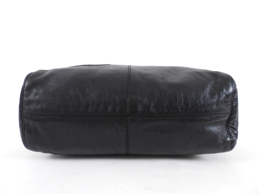 Chanel Vintage 1997 Black Leather CC Small Hobo Shoulder Bag