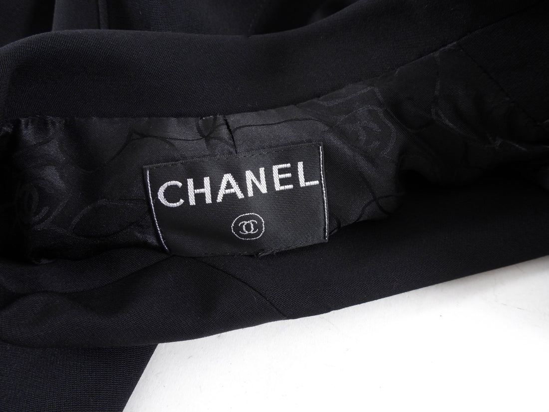 Chanel Black Wool Jacket with Double Row Black CC Buttons - M