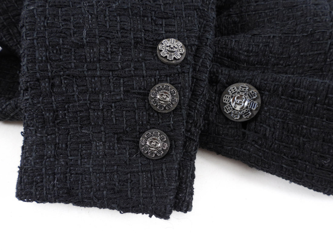 Chanel 2016 Resort Black Tweed Jacket with Ruthenium CC Buttons - FR40 / 6/8
