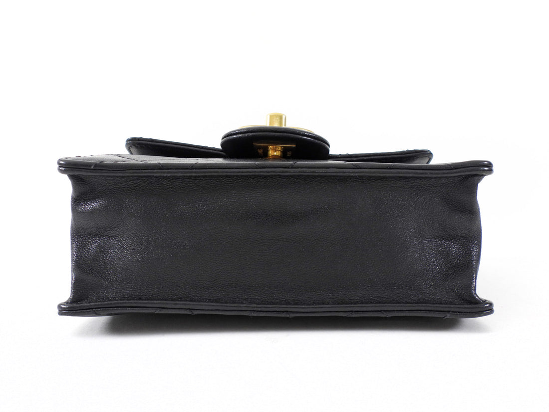 Chanel Black Quilted Leather Small Square Chic Pearls Flap Bag