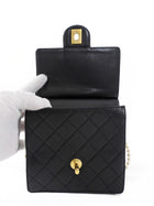 Chanel Black Quilted Leather Small Square Chic Pearls Flap Bag