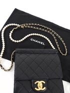 Chanel Black Quilted Leather Small Square Chic Pearls Flap Bag