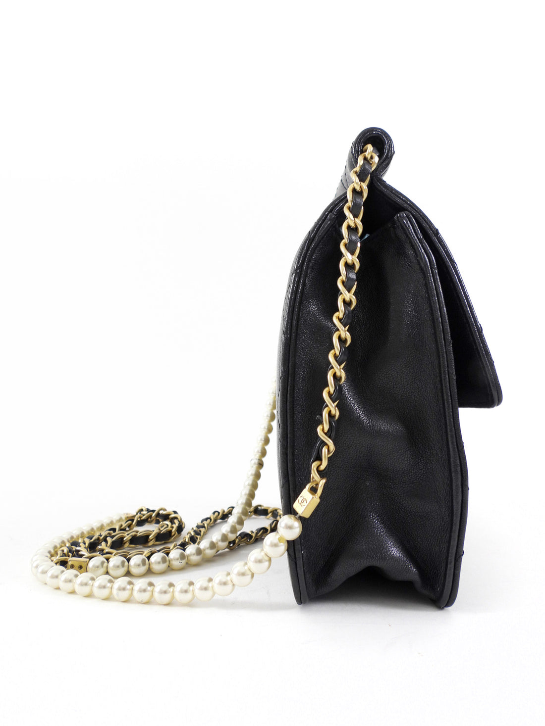 Chanel Black Quilted Leather Small Square Chic Pearls Flap Bag