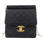 Chanel Black Quilted Leather Small Square Chic Pearls Flap Bag